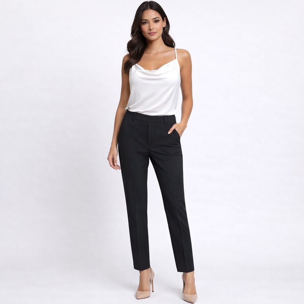 Zara Black Straight Leg Tailored Pants Classic Fit